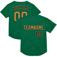 Load image into Gallery viewer, Custom Kelly Green Old Gold-Black Mesh Authentic Throwback Baseball Jersey