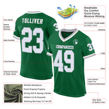Laden Sie das Bild in den Galerie-Viewer, Custom Kelly Green White-Gray Mesh Authentic Throwback Football Jersey