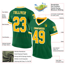 Laden Sie das Bild in den Galerie-Viewer, Custom Kelly Green Gold-White Mesh Authentic Throwback Football Jersey