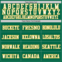 Laden Sie das Bild in den Galerie-Viewer, Custom Kelly Green Gold-White Mesh Authentic Throwback Football Jersey