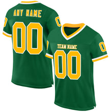 Laden Sie das Bild in den Galerie-Viewer, Custom Kelly Green Gold-White Mesh Authentic Throwback Football Jersey