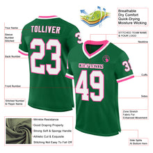 Laden Sie das Bild in den Galerie-Viewer, Custom Kelly Green White-Pink Mesh Authentic Throwback Football Jersey