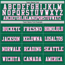 Laden Sie das Bild in den Galerie-Viewer, Custom Kelly Green White-Pink Mesh Authentic Throwback Football Jersey