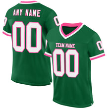 Laden Sie das Bild in den Galerie-Viewer, Custom Kelly Green White-Pink Mesh Authentic Throwback Football Jersey