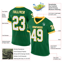 Laden Sie das Bild in den Galerie-Viewer, Custom Kelly Green White-Gold Mesh Authentic Throwback Football Jersey