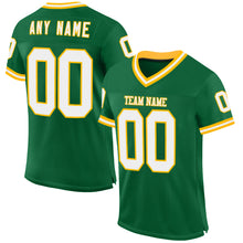Laden Sie das Bild in den Galerie-Viewer, Custom Kelly Green White-Gold Mesh Authentic Throwback Football Jersey