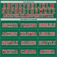 Load image into Gallery viewer, Custom Kelly Green Red-Black Mesh Authentic Throwback Football Jersey