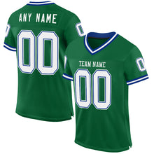 Laden Sie das Bild in den Galerie-Viewer, Custom Kelly Green White-Royal Mesh Authentic Throwback Football Jersey