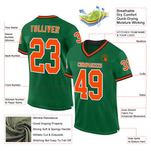 Load image into Gallery viewer, Custom Kelly Green Orange-Black Mesh Authentic Throwback Football Jersey