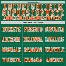 Load image into Gallery viewer, Custom Kelly Green Orange-Black Mesh Authentic Throwback Football Jersey