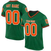 Load image into Gallery viewer, Custom Kelly Green Orange-Black Mesh Authentic Throwback Football Jersey