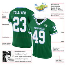 Laden Sie das Bild in den Galerie-Viewer, Custom Kelly Green White-Light Blue Mesh Authentic Throwback Football Jersey