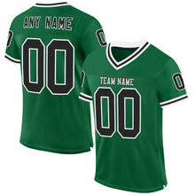 Laden Sie das Bild in den Galerie-Viewer, Custom Kelly Green Black-White Mesh Authentic Throwback Football Jersey