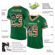 Laden Sie das Bild in den Galerie-Viewer, Custom Kelly Green Vintage USA Flag Cream-Red Mesh Authentic Throwback Football Jersey