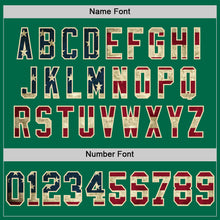 Laden Sie das Bild in den Galerie-Viewer, Custom Kelly Green Vintage USA Flag Cream-Red Mesh Authentic Throwback Football Jersey