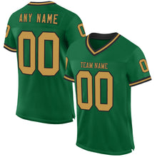 Laden Sie das Bild in den Galerie-Viewer, Custom Kelly Green Old Gold-Black Mesh Authentic Throwback Football Jersey