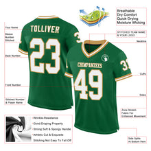 Laden Sie das Bild in den Galerie-Viewer, Custom Kelly Green White-Old Gold Mesh Authentic Throwback Football Jersey