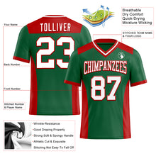 Laden Sie das Bild in den Galerie-Viewer, Custom Kelly Green White-Red Authentic Football Jersey