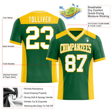 Laden Sie das Bild in den Galerie-Viewer, Custom Kelly Green White-Yellow Authentic Football Jersey