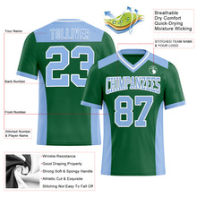 Laden Sie das Bild in den Galerie-Viewer, Custom Kelly Green Light Blue-White Authentic Football Jersey