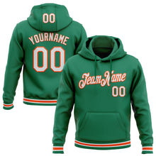 Charger l'image dans la galerie, Custom Stitched Kelly Green White-Orange Sports Pullover Sweatshirt Hoodie