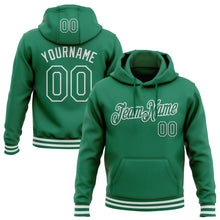 Laden Sie das Bild in den Galerie-Viewer, Custom Stitched Kelly Green White Sports Pullover Sweatshirt Hoodie
