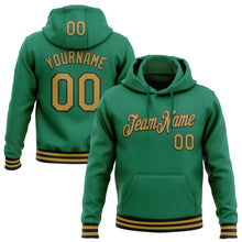 Laden Sie das Bild in den Galerie-Viewer, Custom Stitched Kelly Green Old Gold-Black Sports Pullover Sweatshirt Hoodie