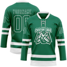 Load image into Gallery viewer, Custom Kelly Green White Hockey Lace Neck Jersey