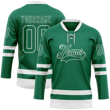 Load image into Gallery viewer, Custom Kelly Green White Hockey Lace Neck Jersey