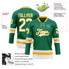 Charger l'image dans la galerie, Custom Kelly Green White-Gold Hockey Lace Neck Jersey
