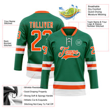 Charger l'image dans la galerie, Custom Kelly Green Orange-White Hockey Lace Neck Jersey