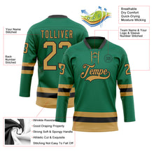 Charger l'image dans la galerie, Custom Kelly Green Old Gold-Black Hockey Lace Neck Jersey