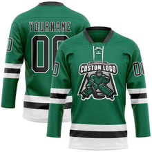 Charger l'image dans la galerie, Custom Kelly Green Black-White Hockey Lace Neck Jersey