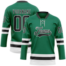 Charger l'image dans la galerie, Custom Kelly Green Black-White Hockey Lace Neck Jersey