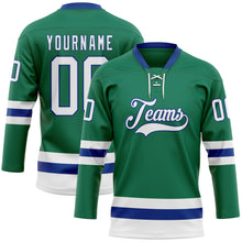 Load image into Gallery viewer, Custom Kelly Green White-Royal Hockey Lace Neck Jersey