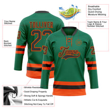 Charger l'image dans la galerie, Custom Kelly Green Black-Orange Hockey Lace Neck Jersey