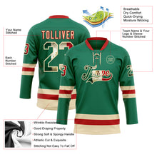 Charger l'image dans la galerie, Custom Kelly Green Vintage Mexican Flag Cream-Red Hockey Lace Neck Jersey