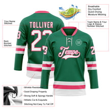 Charger l'image dans la galerie, Custom Kelly Green White-Neon Pink Hockey Lace Neck Jersey