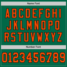 Load image into Gallery viewer, Custom Kelly Green Orange-Black Mesh Authentic Throwback Football Jersey
