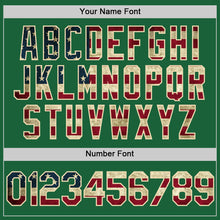 Load image into Gallery viewer, Custom Kelly Green Vintage USA Flag Cream-Red Authentic Throwback Baseball Jersey