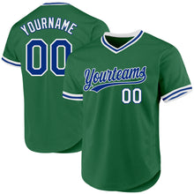 Загрузить изображение в средство просмотра галереи, Custom Kelly Green Royal-White Authentic Throwback Baseball Jersey