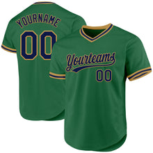 Загрузить изображение в средство просмотра галереи, Custom Kelly Green Navy-Old Gold Authentic Throwback Baseball Jersey