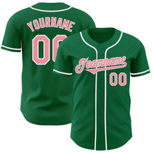 Charger l'image dans la galerie, Custom Kelly Green Medium Pink-White Authentic Baseball Jersey