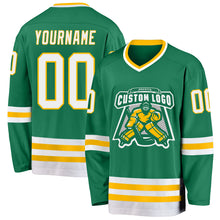 Charger l'image dans la galerie, Custom Kelly Green White-Gold Hockey Jersey