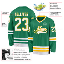 Charger l'image dans la galerie, Custom Kelly Green White-Gold Hockey Jersey