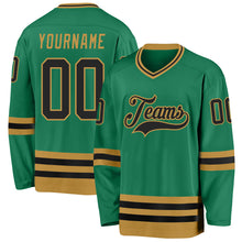 Load image into Gallery viewer, Custom Kelly Green Black-Old Gold Hockey Jersey