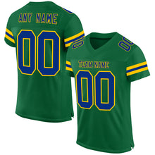 Load image into Gallery viewer, Custom Kelly Green Royal-Yellow Mesh Authentic Football Jersey