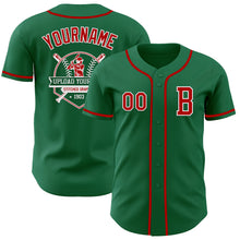 Загрузить изображение в средство просмотра галереи, Custom Kelly Green Red-White Authentic Baseball Jersey