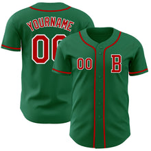 Загрузить изображение в средство просмотра галереи, Custom Kelly Green Red-White Authentic Baseball Jersey
