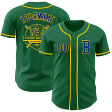 Загрузить изображение в средство просмотра галереи, Custom Kelly Green Royal-Yellow Authentic Baseball Jersey